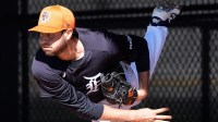 Detroit Tigers pitcher Jason Foley works out during spring training at TigerTown.