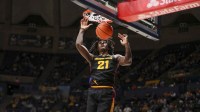 Arizona State Sun Devils forward Jayden Quaintance (21) dunks the ball during the second half against the West Virginia Mountaineers at WVU Coliseum.