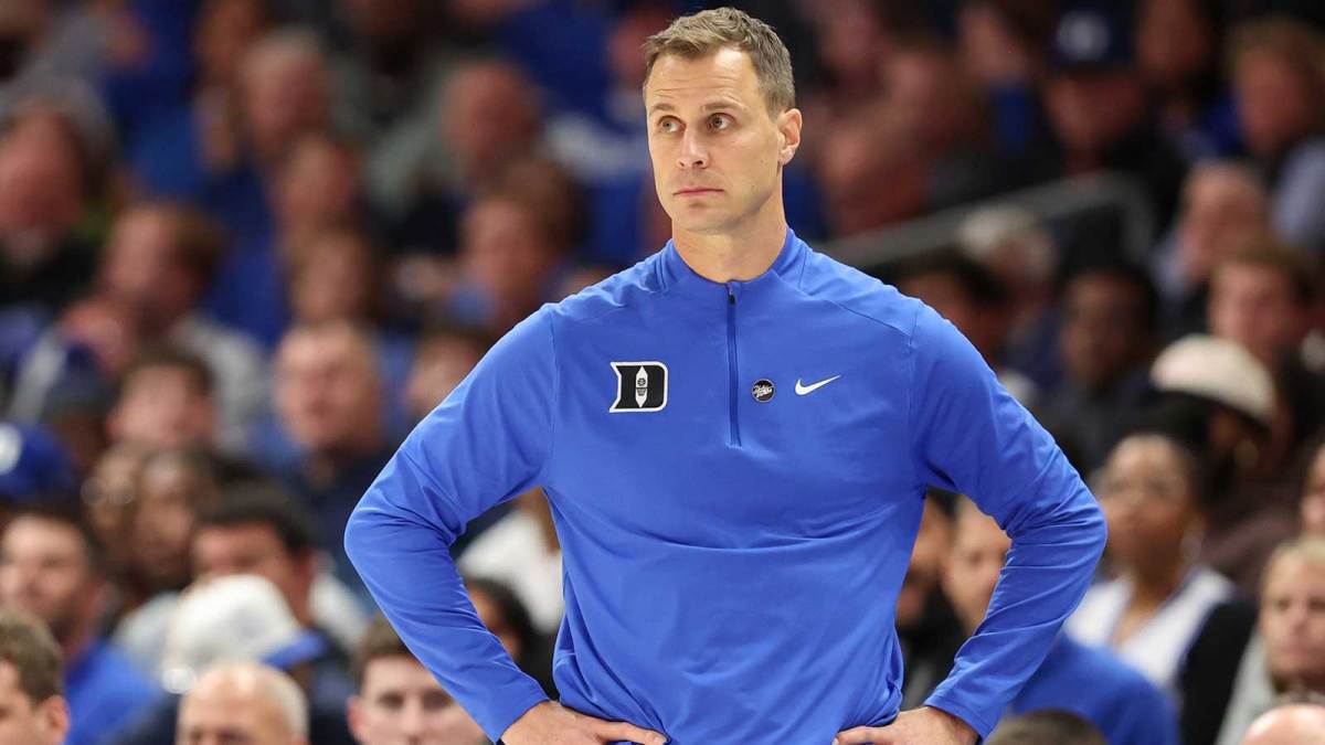 Duke Blue Devils head coach Jon Scheyer watches the play against the Texas Longhorns during the first half of the Dick Vitale’s Invitational game at Spectrum Center.