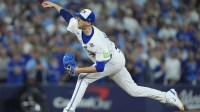 Toronto Blue Jays pitcher Jeff Hoffman (23) pitches against the Los Angeles Dodgers in the ninth inning during game seven of the 2025 MLB World Series at Rogers Centre.