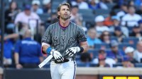New York Mets second baseman Jeff McNeil (1) reacts after striking out to end the sixth inning against the Washington Nationals at Citi Field.