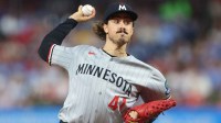 Minnesota Twins pitcher Joe Ryan (41) throws a pitch during the second inning against the Philadelphia Phillies at Citizens Bank Park.