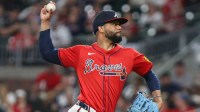 Atlanta Braves pitcher Joel Payamps (53) pitches the ball against the Pittsburgh Pirates during the seventh inning at Truist Park.