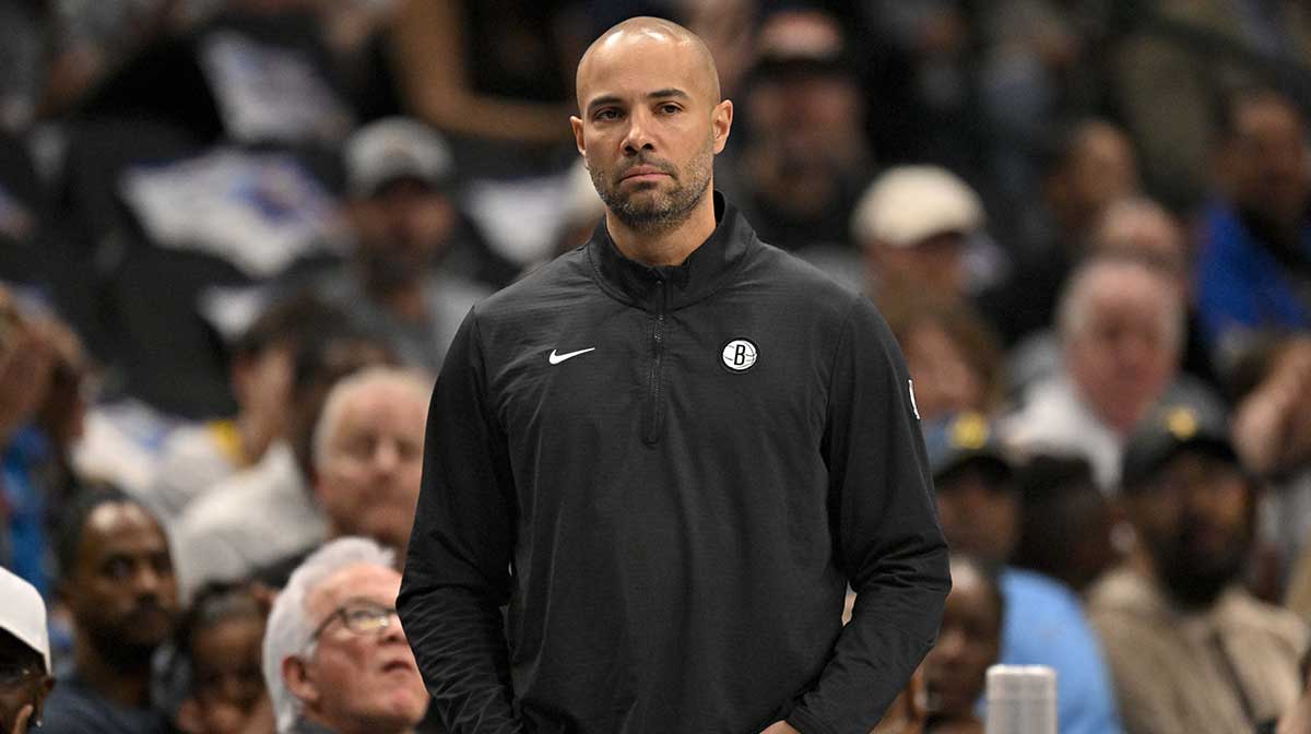 Brooklyn Nets head coach Jordi Fernandez during the game between the Dallas Mavericks and the Brooklyn Nets at the American Airlines Center.