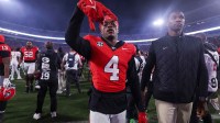 Georgia Bulldogs defensive back Kj Bolden (4) gestures after a game against the Texas Longhorns at Sanford Stadium.