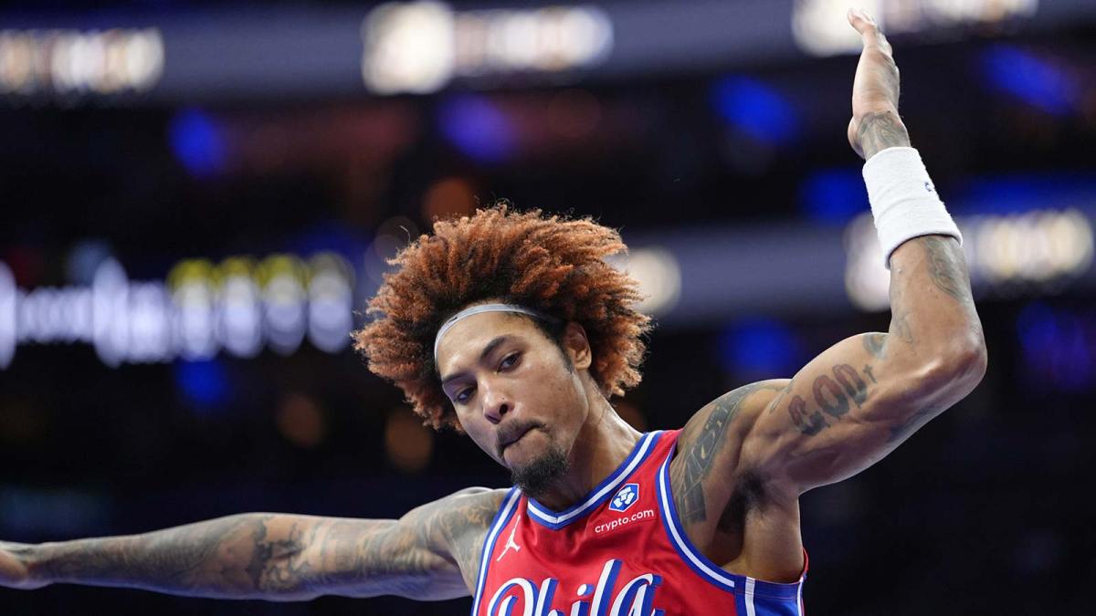 Philadelphia 76ers guard Kelly Oubre Jr (9) reacts against the Boston Celtics in the third quarter at Xfinity Mobile Arena.