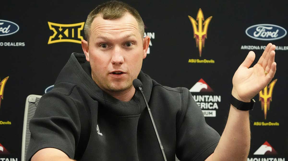 Arizona State head coach Kenny Dillingham holds a news conference on Oct. 27, 2025, in Tempe.