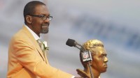 Seattle Seahawks former safety Kenny Easley delivers his speech during the Professional Football HOF enshrinement ceremonies at the Tom Benson Hall of Fame Stadium.