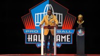 Kenny Easley gives his acceptance speech during the 2017 NFL Hall of Fame enshrinement at Tom Benson Hall of Fame Stadium.