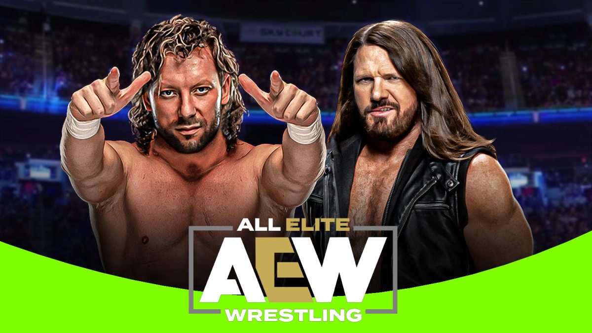 Kenny Omega and AJ Syles with AEW logo