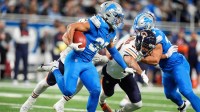 Detroit Lions kick returner Khalil Dorsey (30) runs against Chicago Bears during the second half at Ford Field in Detroit on Thursday, Nov. 28, 2024.