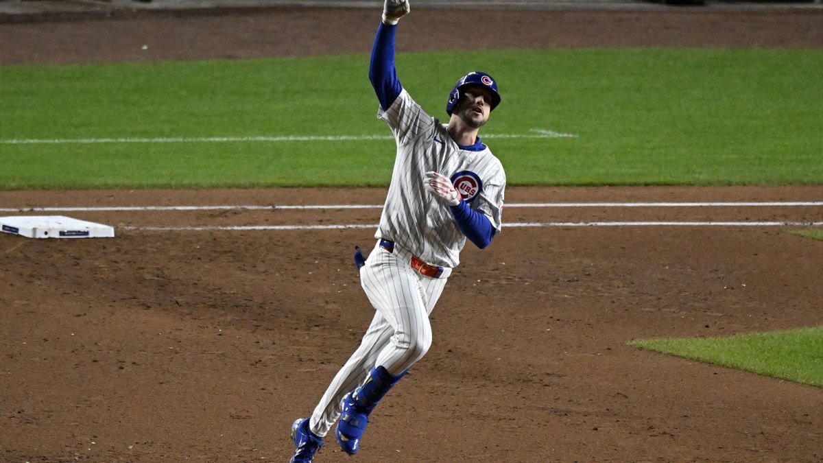 Chicago Cubs right fielder Kyle Tucker (30) reacts after hitting a home run against the Milwaukee Brewers during the seventh inning in game four of the NLDS round for the 2025 MLB playoffs at Wrigley Field.