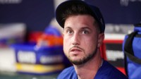 Chicago Cubs right fielder Kyle Tucker (30) in the dugout against the Atlanta Braves in the eighth inning at Truist Park.