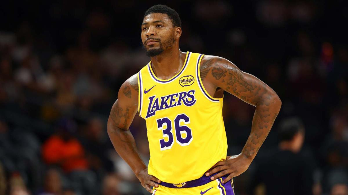 Los Angeles Lakers guard Marcus Smart (36) against the Phoenix Suns during an NBA preseason game at Mortgage Matchup Center.