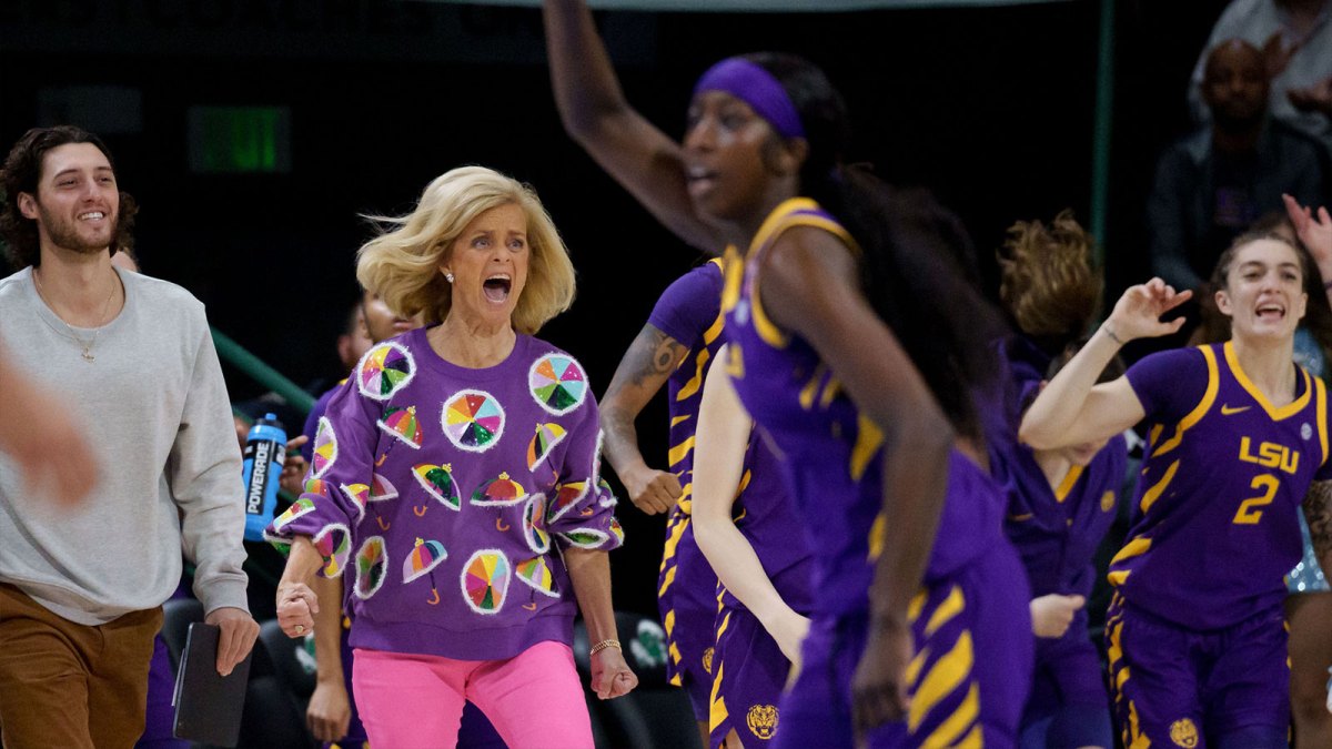 LSU Tigers head coach Kim Mulkey reacts after a play by LSU Tigers guard Flau'Jae Johnson (4) during the first half against the Tulane Green Wave.