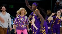 LSU Tigers head coach Kim Mulkey reacts after a play by LSU Tigers guard Flau'Jae Johnson (4) during the first half against the Tulane Green Wave.