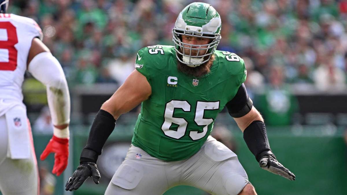Philadelphia Eagles offensive tackle Lane Johnson (65) against the New York Giants at Lincoln Financial Field