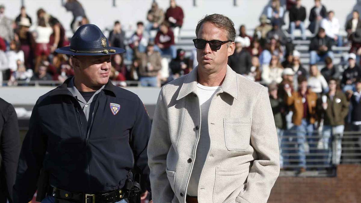 Mississippi Rebels head coach Lane Kiffin walks on field before the game against the Mississippi State Bulldogs at Davis Wade Stadium at Scott Field. Mandatory Credit: Petre Thomas-Imagn Images