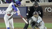 Chicago Cubs right fielder Kyle Tucker hits a solo home run during the seventh inning against the Milwaukee Brewers during game four of the NLDS round for the 2025 MLB playoffs at Wrigley Field.