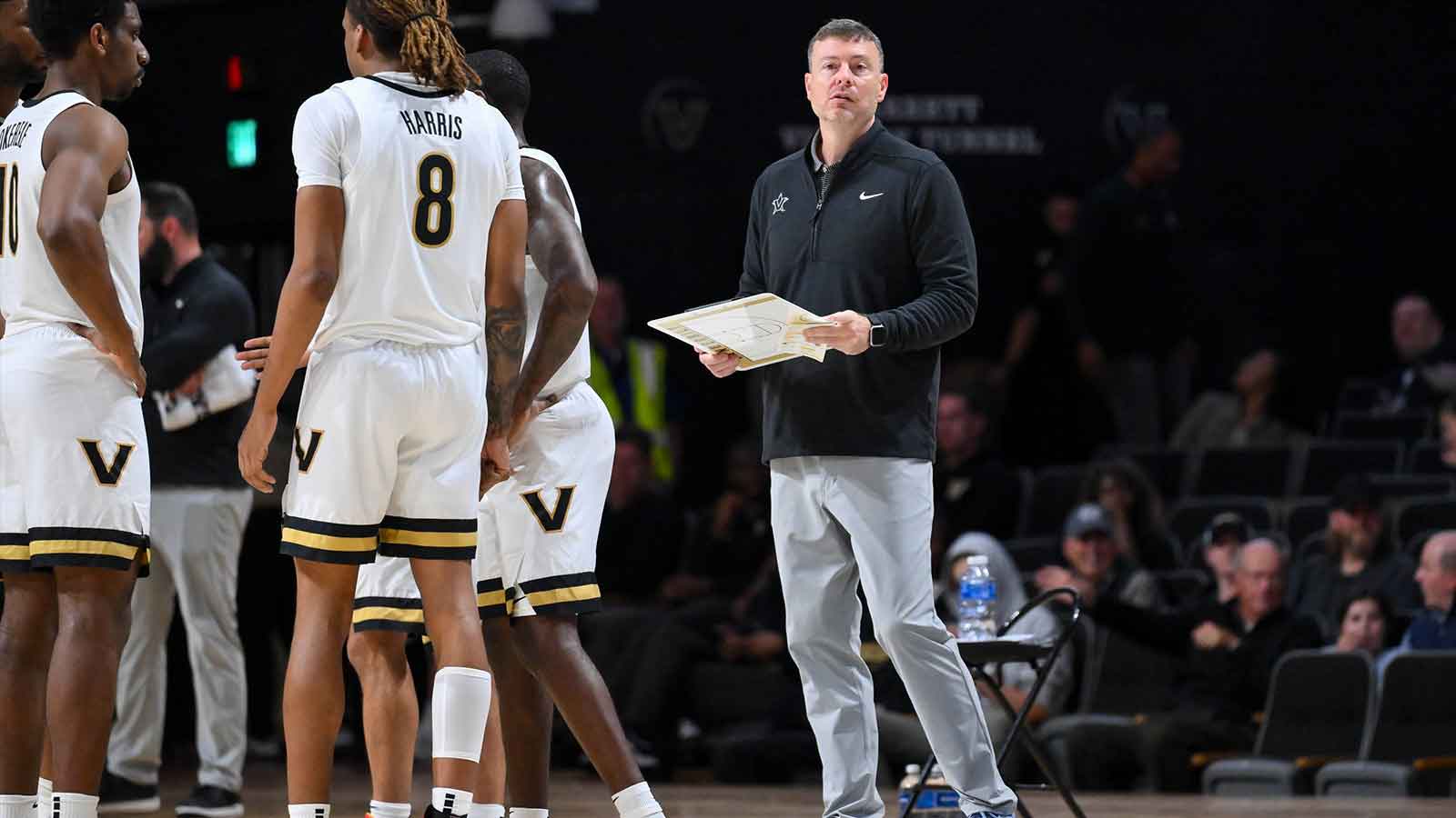 Vanderbilt Commodores head coach Mark Byington looks down court against the Texas Southern Tigers during the first half at Memorial Gymnasium.