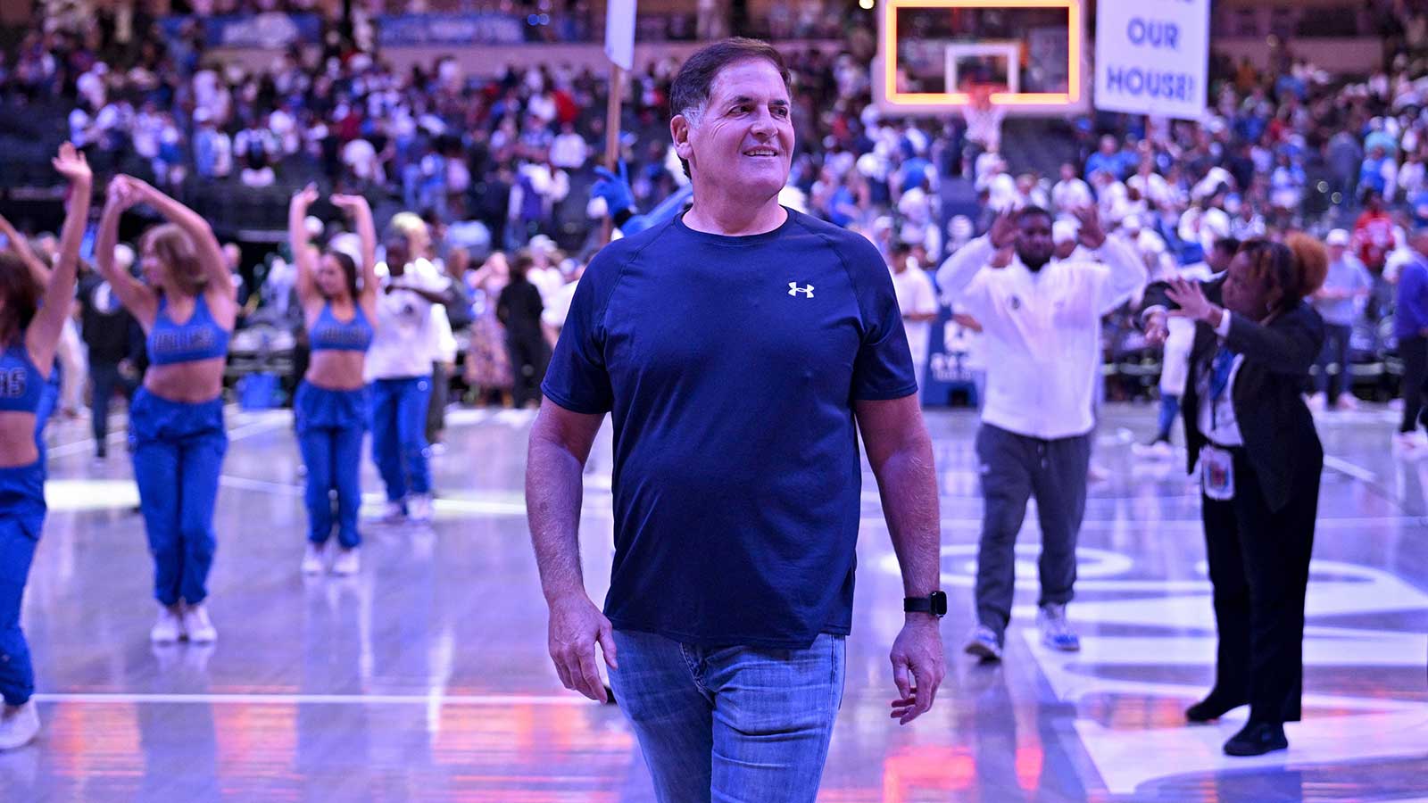 Mavericks minority owner Mark Cuban looks on during the second half against the Toronto Raptors at the American Airlines Center