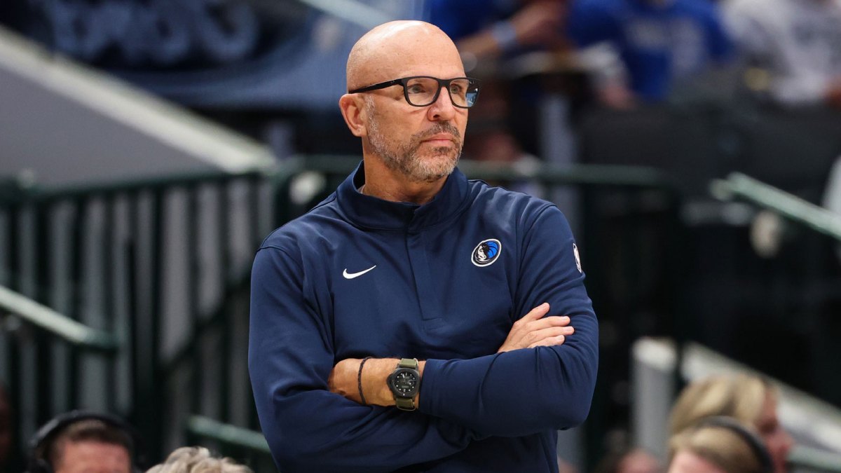 Dallas Mavericks head coach Jason Kidd reacts against the Milwaukee Bucks during the second half at American Airlines Center.