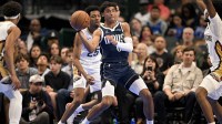 Mavericks guard Max Christie (00) passes the ball against the New Orleans Pelicans during the first quarter at the American Airlines Center
