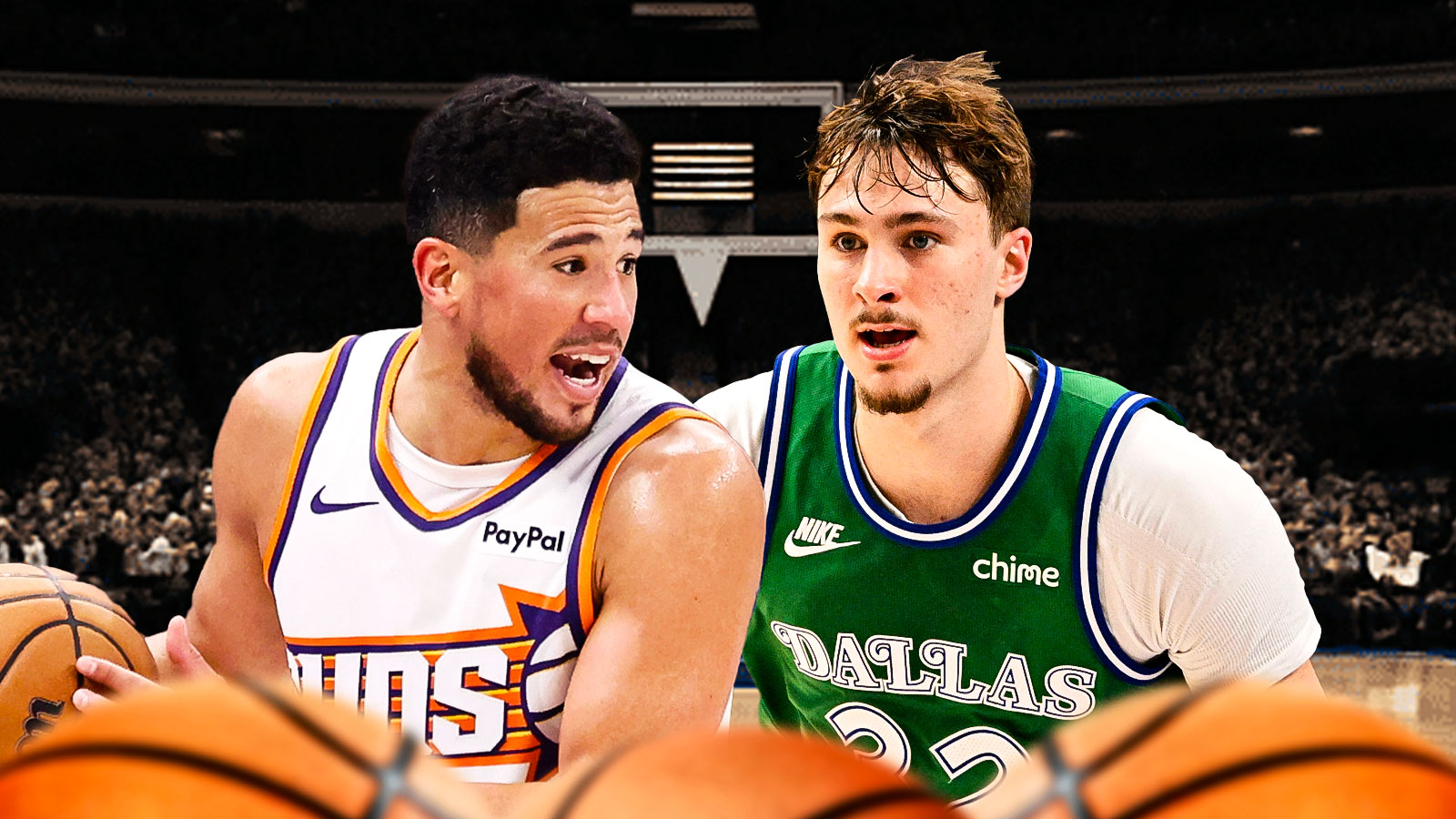 Cooper Flagg defends Devin Booker.