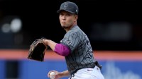 New York Mets starting pitcher Kodai Senga (34) pitches against the Colorado Rockies during the third inning at Citi Field. Mandatory Credit: Brad Penner-Imagn Images