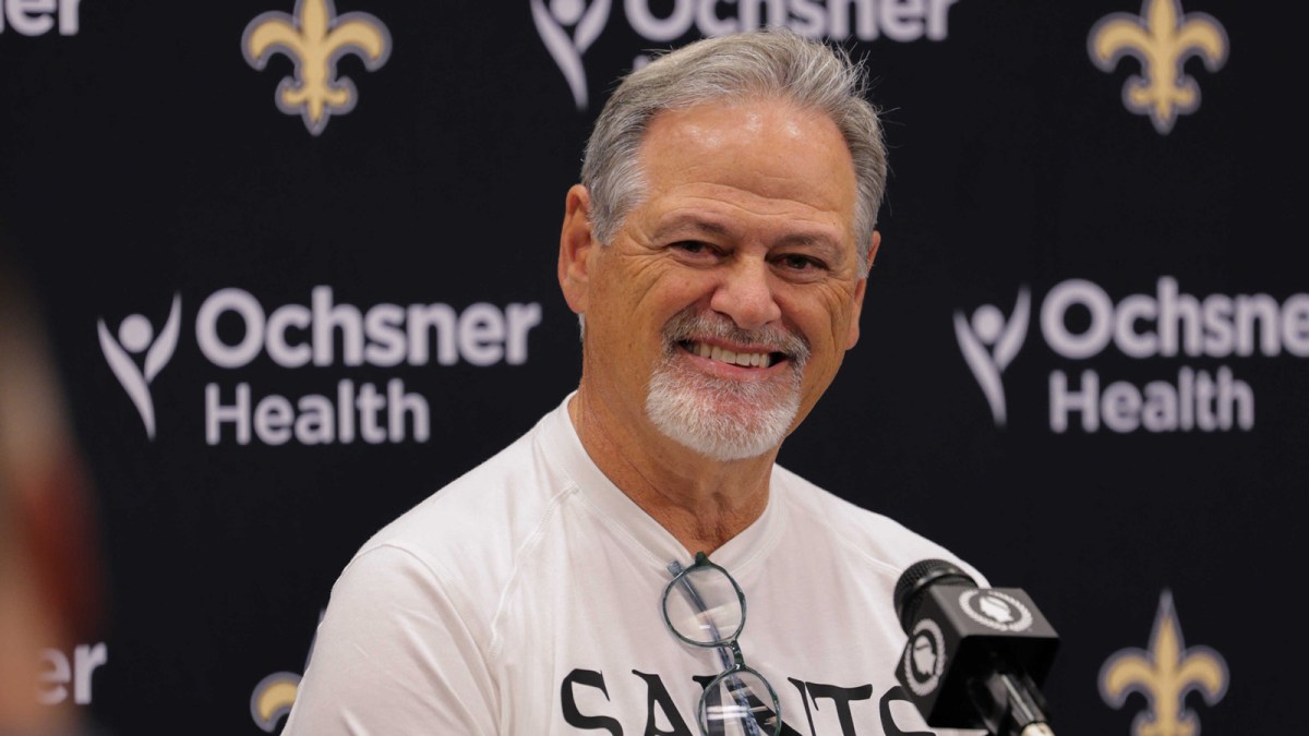 New Orleans Saints general manager Mickey Loomis at training camp press conference at Ochsner Sports Performance Center.