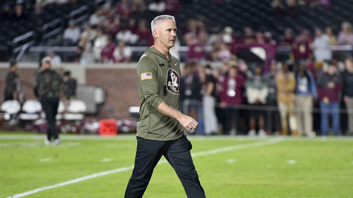 Florida State Seminoles head coach Mike Norvell before the game against the Virginia Tech Hokies at Doak S. Campbell Stadium.