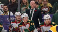 Minnesota Wild head coach John Hynes watches play against the Nashville Predators in the third period at Grand Casino Arena.