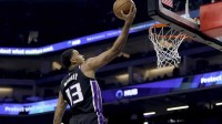 Sacramento Kings forward Keegan Murray (13) goes up for a layup against the Minnesota Timberwolves during the second quarter at Golden 1 Center.