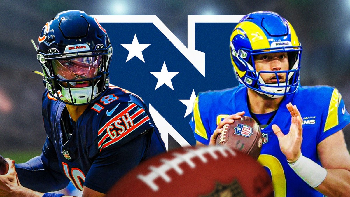 Caleb Williams and Matthew Stafford. NFC logo front and center.