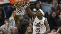 Cleveland Cavaliers forward Nae'Qwan Tomlin (35) dunks in the fourth quarter against the Toronto Raptors at Rocket Arena.