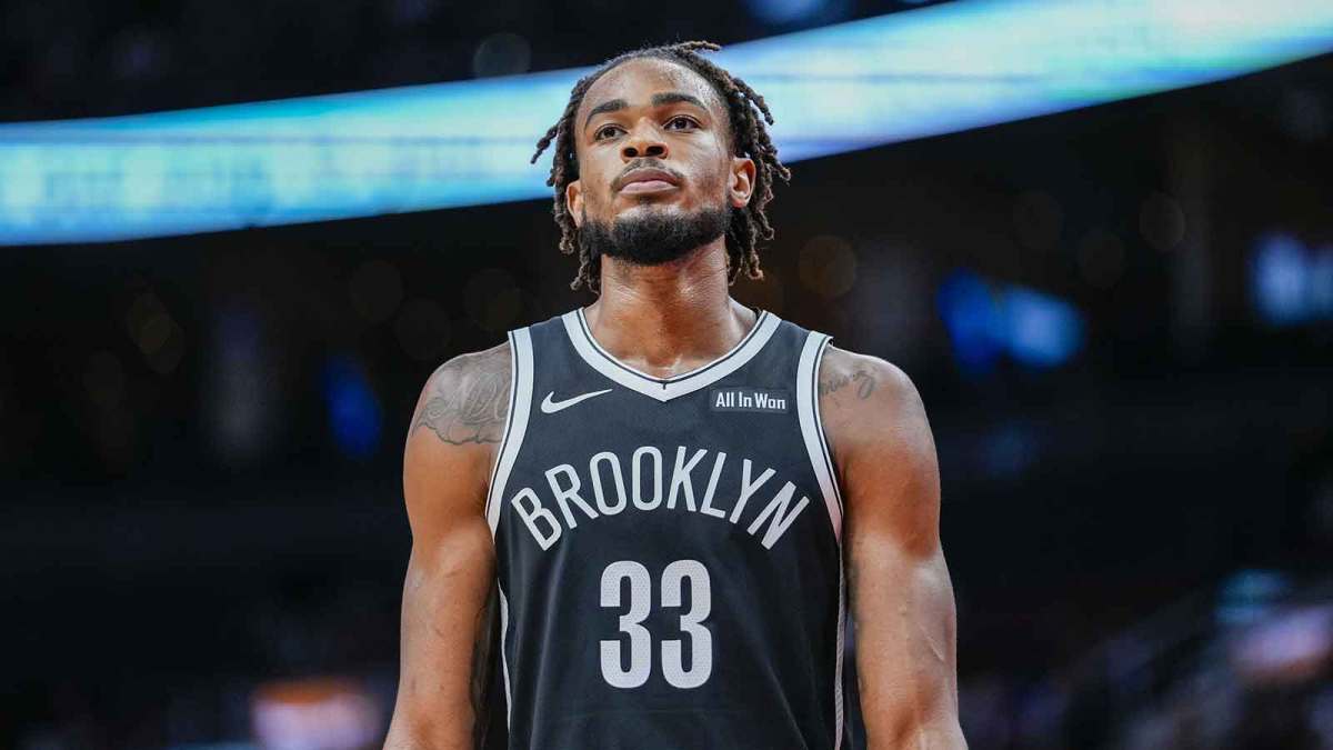 Brooklyn Nets center Nic Claxton (33) looks on against the Toronto Raptors during the second half at Scotiabank Arena.