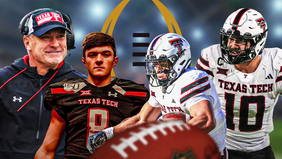 Behren Morton, Joey McGuire, Cameron Dickey, and Jacob Rodriguez. College football playoff logo in the background.