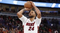 Miami Heat guard Norman Powell (24) shoots a free throw against the Chicago Bulls during the second half at United Center.
