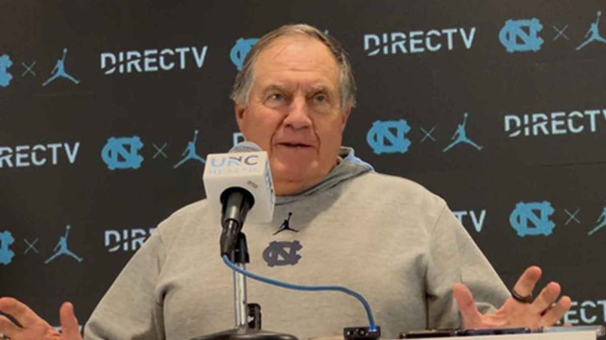 UNC football coach Bill Belichick during a press conference inside the Kenan Football Center.
