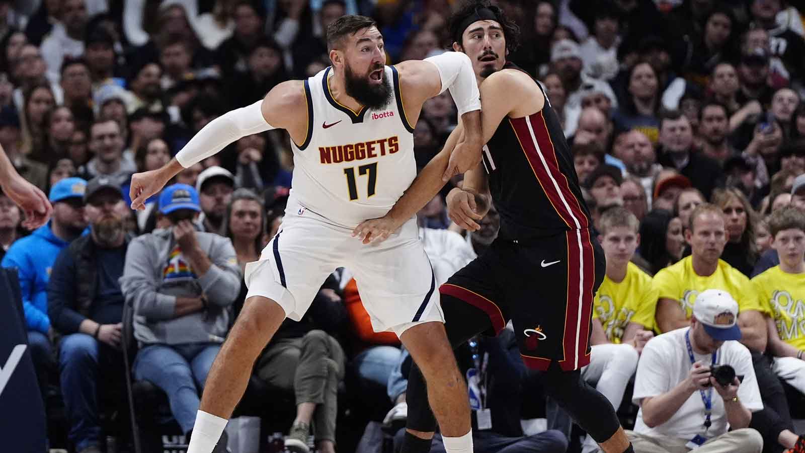 Nuggets center Jonas Valanciunas (17) in the second half at Ball Arena