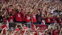 Ohio State Buckeyes fans and students cheer during the NCAA football game against the Ohio Bobcats.