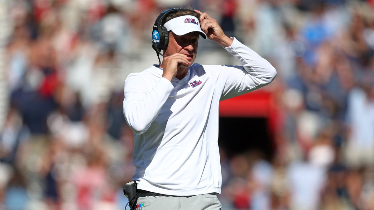 Mississippi Rebels head coach Lane Kiffin looks on during the third quarter against the Washington State Cougars at Vaught-Hemingway Stadium.