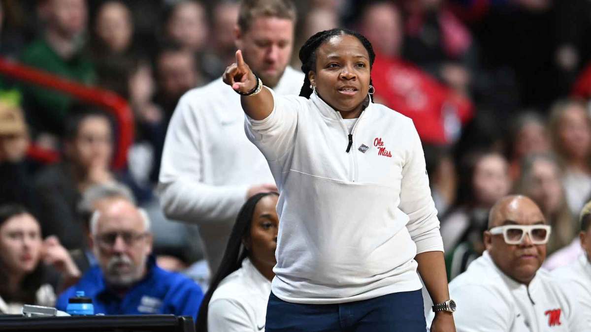 Ole Miss Rebels head coach Yolett McPhee-McCuin looks on against the UCLA Bruins during the second half of a Sweet 16 NCAA Tournament basketball game at Spokane Arena. at Spokane Arena.