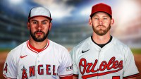 Grayson Rodriguez with Angels. Taylor Ward with Orioles. Both jersey swaps