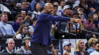 Orlando Magic head coach Jamahl Mosley motions to the court during the second half against the Golden State Warriors at Kia Center.