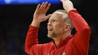 Louisville Cardinals head coach Pat Kelsey reacts during the second half against the Kentucky Wildcats at KFC Yum! Center. Louisville defeated Kentucky 96-88.