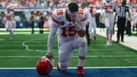 Kansas City Chiefs quarterback Patrick Mahomes (15) is seen before the game against the Dallas Cowboys at AT&T Stadium.