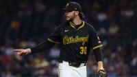 Pittsburgh Pirates starting pitcher Paul Skenes (30) pitches against the Chicago Cubs during the third inning at PNC Park.
