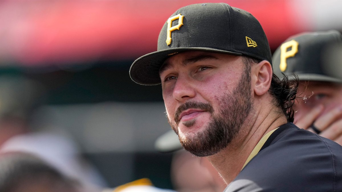 Pittsburgh Pirates starting pitcher Paul Skenes (30) watches from the dugout in the sixth inning of the MLB National League game between the Cincinnati Reds and the Pittsburgh Pirates at Great American Ball Park in downtown Cincinnati on Thursday, Sept. 25, 2025. The Reds won, 2-1.