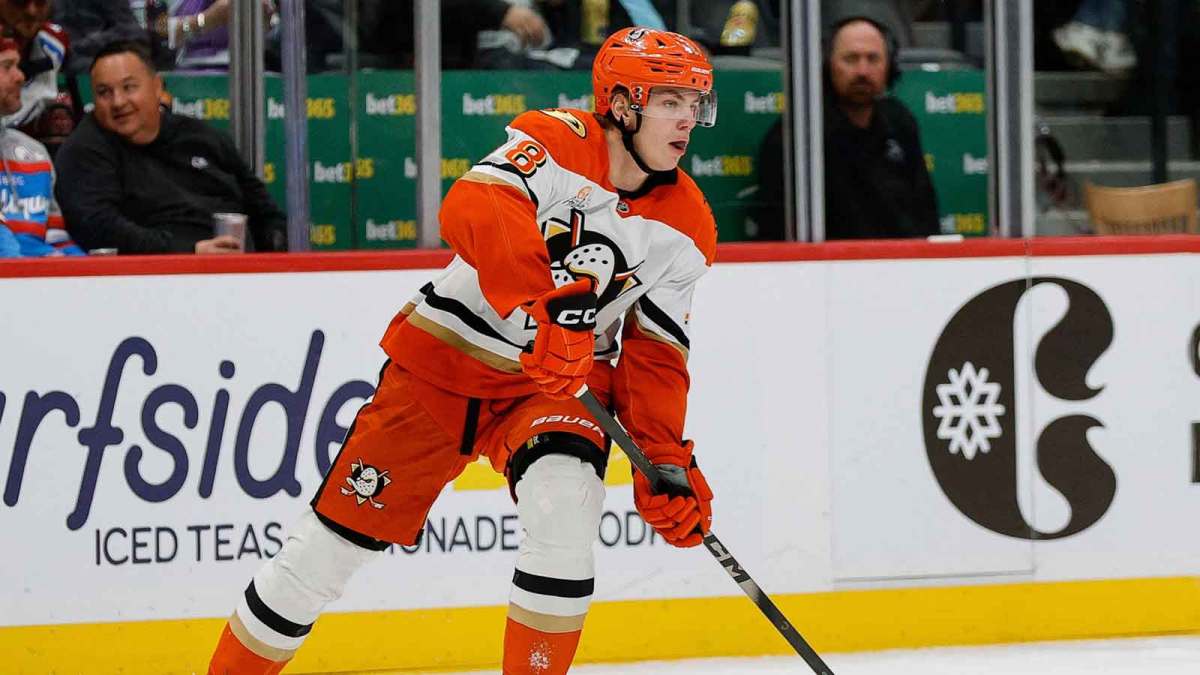 Anaheim Ducks defenseman Pavel Mintyukov (98) in the second period against the Colorado Avalanche at Ball Arena